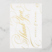 Goldklassische Kalligraphie Vintag vielen Dank Folieneinladung (Vorderseite)