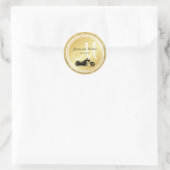 Goldkleber für Glitzer-Monogramm-Motorräder Runder Aufkleber (Tasche)