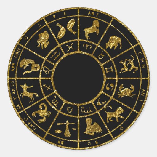 Goldkleber für Horoskop zodiac Astrologie Runder Aufkleber (Vorderseite)