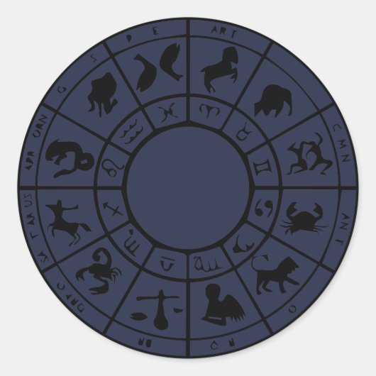 Goldkleber für moderne Horoskop-Zodiac Runder Aufkleber (Vorderseite)