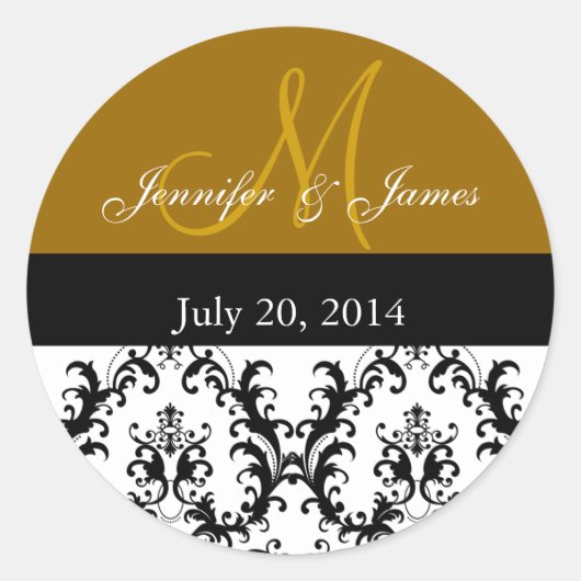 Goldkleber für Monogramm-Damaskus Runder Aufkleber (Vorderseite)