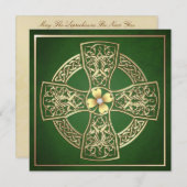 GoldKleeblatt-keltisches Kreuz-St Patrick Tag Einladung (Vorne/Hinten)