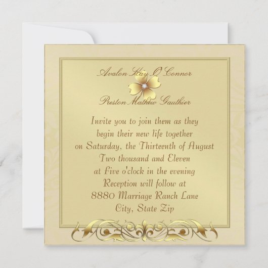 GoldKleeblattceltic-St Patrick Tageshochzeit Einladung (Rückseite)