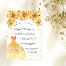 Goldkleid aus Quinceanera, blühend glamourös