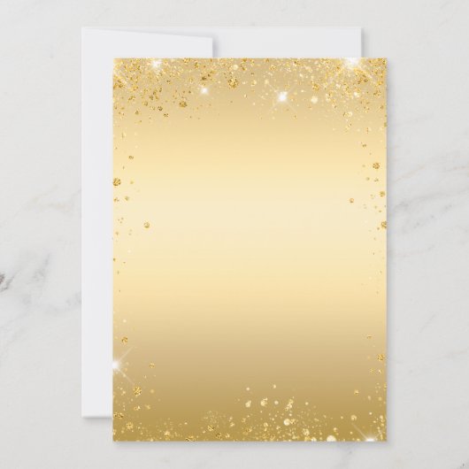 Goldkleid aus Quinceanera, blühend glamourös Einladung (Rückseite)