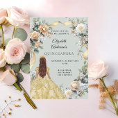 Goldkleid aus Quinceanera Blütengrün Einladung