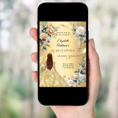 Goldkleid aus Quinceanera, gelbe Blumen Einladung