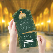 Goldkleid aus Quinceanera, Smaragdgrün, Glitzer UA All In One Einladung