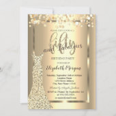 Goldkleid, Confetti Balloons 50. Geburtstagsparty Einladung (Vorderseite)