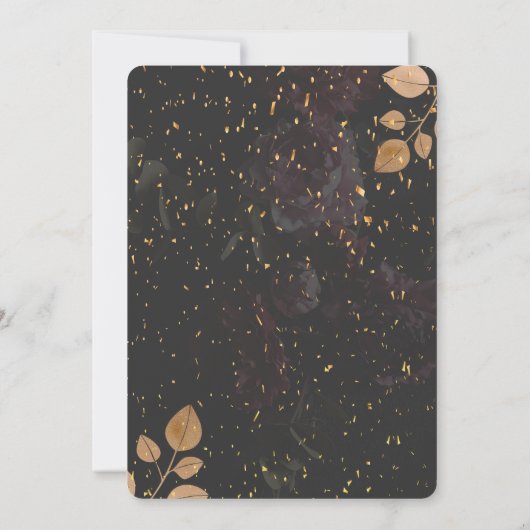 Goldkleid, Confetti Dunkle Rose Brautparty Einladung (Rückseite)