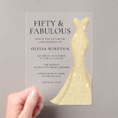 Goldkleid Frauen 50. Geburtstagsparty Acryleinladungen (Insitu (Handheld))