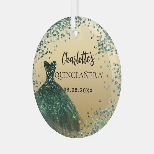 Goldkleid Ornament Aus Glas (Vorderseite links)