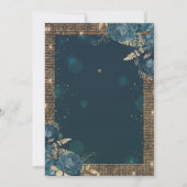 Goldkleid, Rose, Tiara, Diamonds Green Quinceañera Einladung (Rückseite)