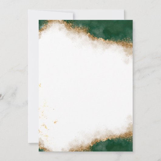 Goldkleid Tiara, grüner Glitzer Quinceañera Einladung (Rückseite)