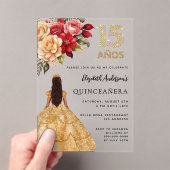 Goldkleider aus Quinceanera Rose klar Acryleinladungen (Insitu (Handheld))