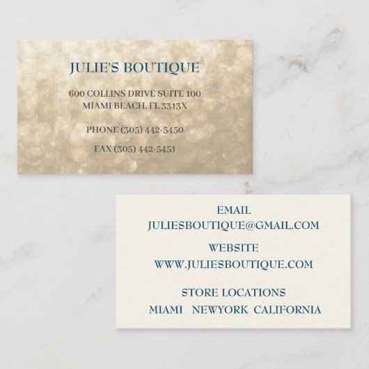 Goldkleidung Visitenkarte (Vorne/Hinten)