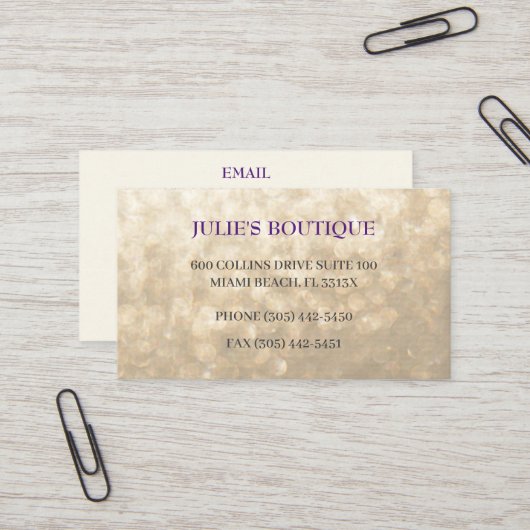 Goldkleidung Visitenkarte (Vorderseite/Rückseite Beispiel)