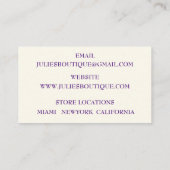 Goldkleidung Visitenkarte (Rückseite)