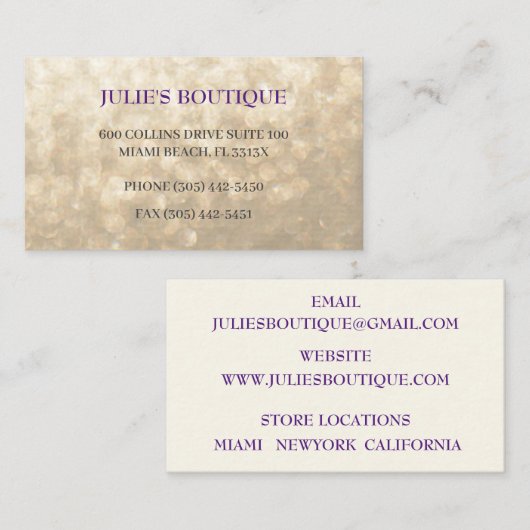 Goldkleidung Visitenkarte (Vorne/Hinten)