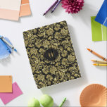 Goldklemme aus Shiny über schwarzem Hintergrund iPad Hülle<br><div class="desc">Eleganter goldglänzender Vintager Blumendampfer auf schwarzem Hintergrund. Gold und Schwarz Rahmen und anpassbare Monogramme. Shine ist eine digitale Illusion und kein echter Glanz.</div>