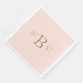 Goldklemme-Schriftart-Monogram-Blush-Hochzeit Serviette (Ecke)
