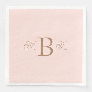 Goldklemme-Schriftart-Monogram-Blush-Hochzeit Serviette