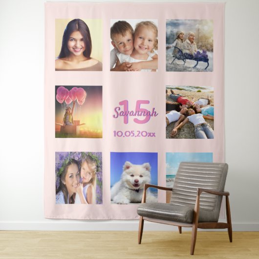 Goldkollage der Rose Quinceanera Foto Wandteppich (Beispiel)