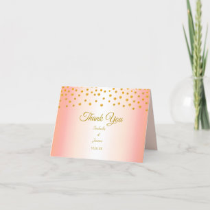 Goldkonfetti auf Roségold-Hochzeit Dankeskarte