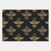 Goldköniginnen-Bienen auf Schwarz Geschenkpapier Set (Vorderseite 3)