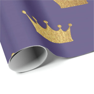 Goldköniglicher lila Pflaumen-König Crown Herald Geschenkpapier