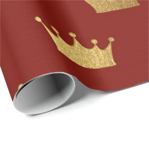 Goldköniglicher roter Burgunder-König Crown Geschenkpapier