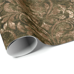 Goldkönigliches Damast-Schwarzes zerquetschter Geschenkpapier