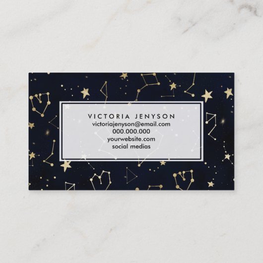 Goldkonstellation Herzstern Marineblau Visitenkarte (Rückseite)