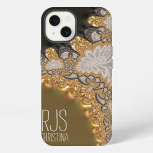 Goldkorallen-Spitzen-Fraktale-Monogramm iPhone Hülle
