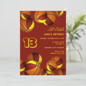 Goldkorbbälle für Maroon Kinder zum Geburtstag Einladung (Stehend Vorderseite)