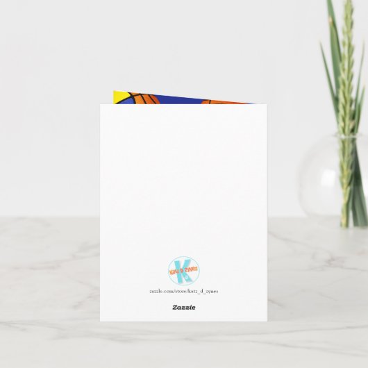 Goldkörbchen Kindergeburtstag Karte (Rückseite)