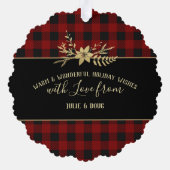 Goldkranz Buffalo Kariert mit Foto Ornament Karte (Rückseite)