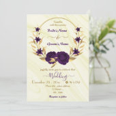 Goldkranz der königlichen violetten Blumen Einladung (Stehend Vorderseite)