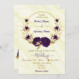 Goldkranz der königlichen violetten Blumen Einladung