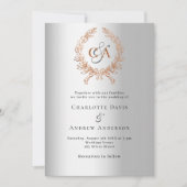 Goldkranz-Mono-Hochzeit der Silberne Rose Einladung (Vorderseite)