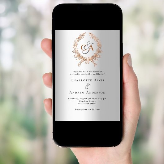 Goldkranz-Mono-Hochzeit der Silberne Rose Einladung