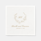 Goldkranz-Monogram-Elegante Hochzeit Serviette (Vorderseite)