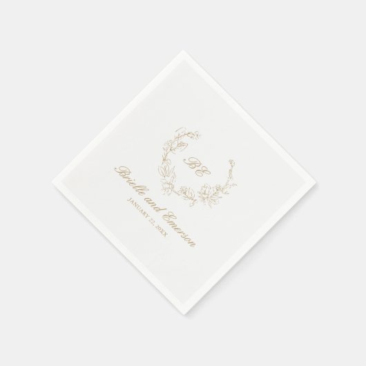 Goldkranz-Monogram-Elegante Hochzeit Serviette (Ecke)