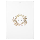 Goldkranz-Monogramm-Hochzeit Klemmbrett (Rückseite)