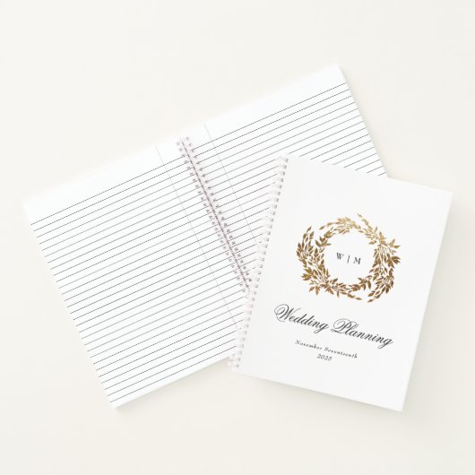 Goldkranz-Monogramm-Hochzeit Notizblock (Innenseite)