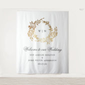 Goldkranz-Monogramm-Hochzeit Wandteppich (Vorderseite)