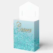 Goldkrebs und Aquamariner blauer Glitzer Geburtsta Geschenkschachtel (Geöffnet)