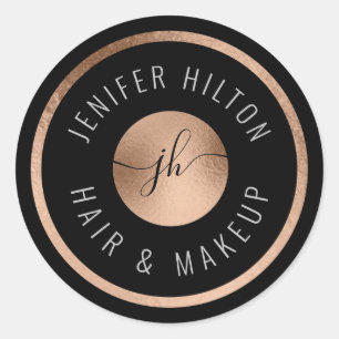 Goldkreismonogramm der Minimalistischen Rose Runder Aufkleber