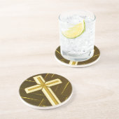Goldkreuz auf braunem Hintergrund Sandstein Unters Getränkeuntersetzer (Seite)