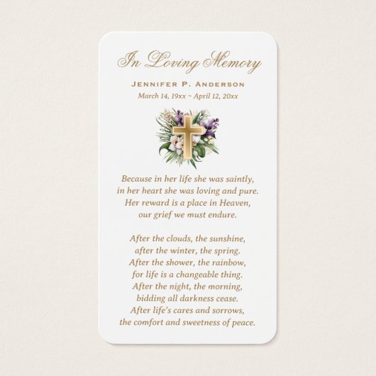 Goldkreuz-Beerdigungskarten (Vorderseite)